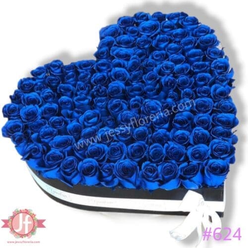 624 Caja de madera color negro en forma de corazón con 150 rosas azules aproximadamente ¿Qué significa si me obsequian flores azules?