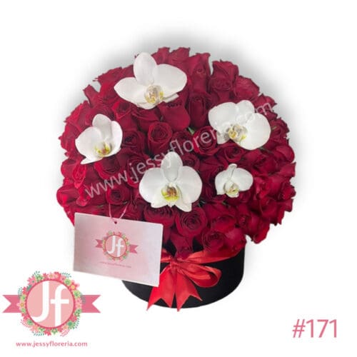 171-esfera-de-100-rosas-rojas-con-orquideas